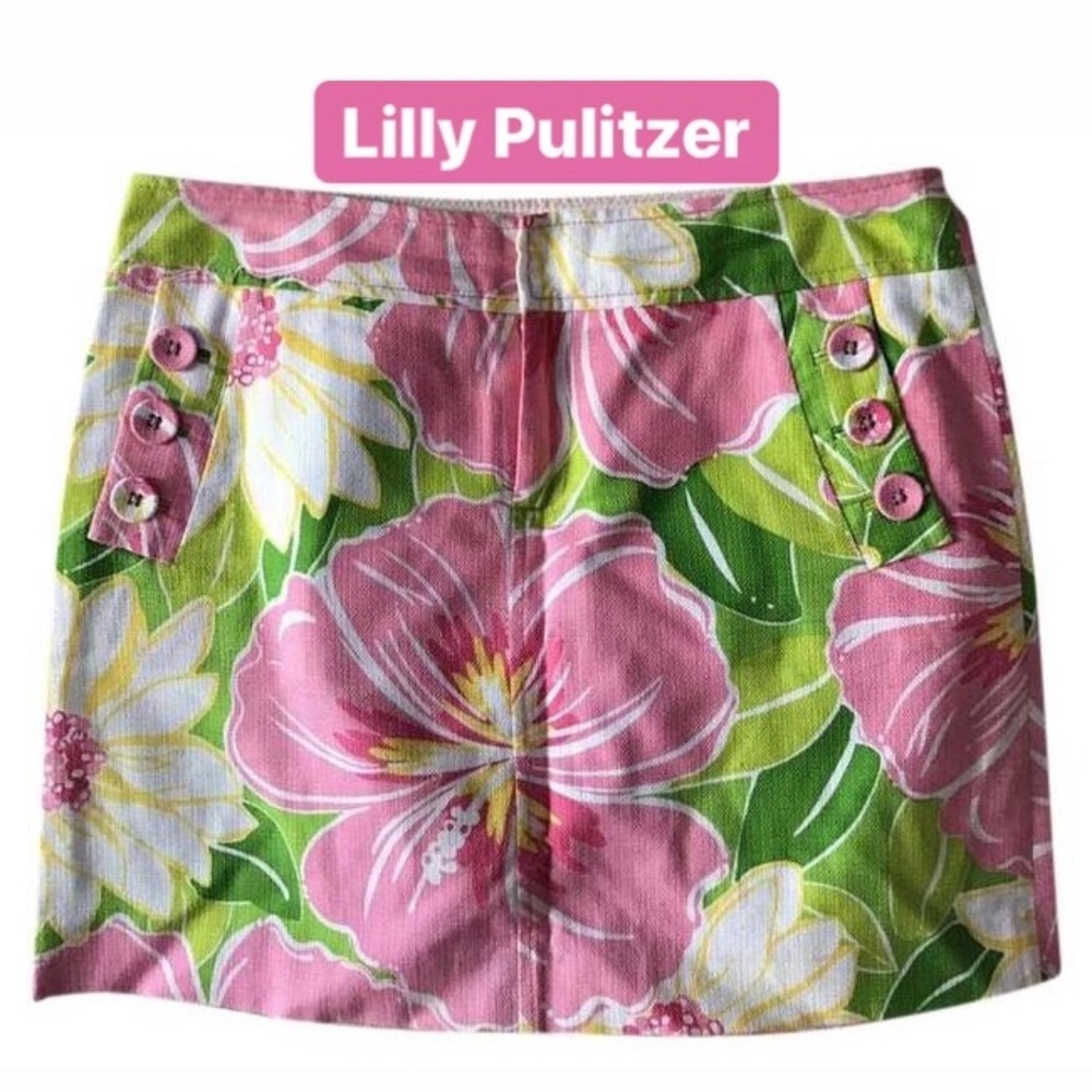 Lilly Pulitzer Tropical Hibiscus Print Mini Skirt